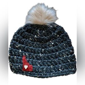 Montana Magpie Wool Knitted Hat PomPom Handmade Love Idaho Heart Ski Snow Cold